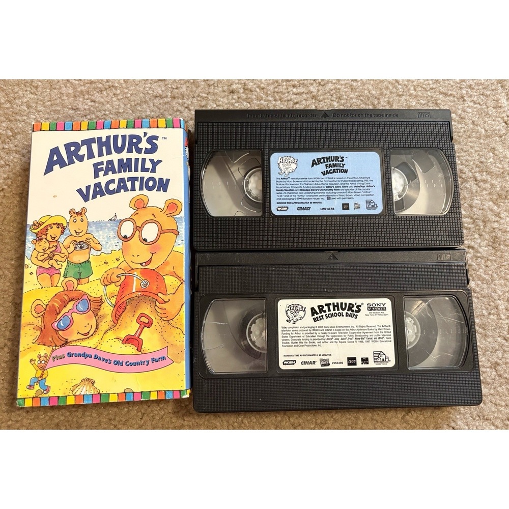 Arthur VHS Lot 2 Video Tapes PBS Show Kids Animated Family Marc Brown Bundle